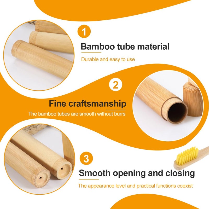 vipolish 2 Pcs Eco-friendly Healthy Natural Bamboo Toothbrush Storage Empty Portable Reusable Toothbrush Container Holder Personal Cleaning Tools Case Tube for Travel Trip - Image 3